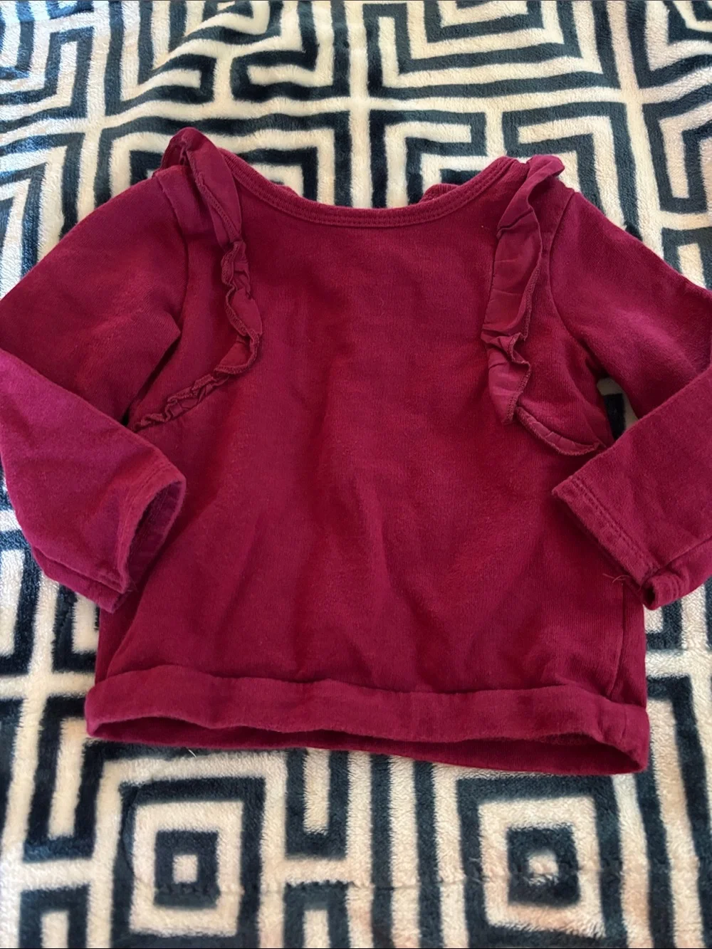 Carter's Long Sleeve Ruffle Top - Burgundy
